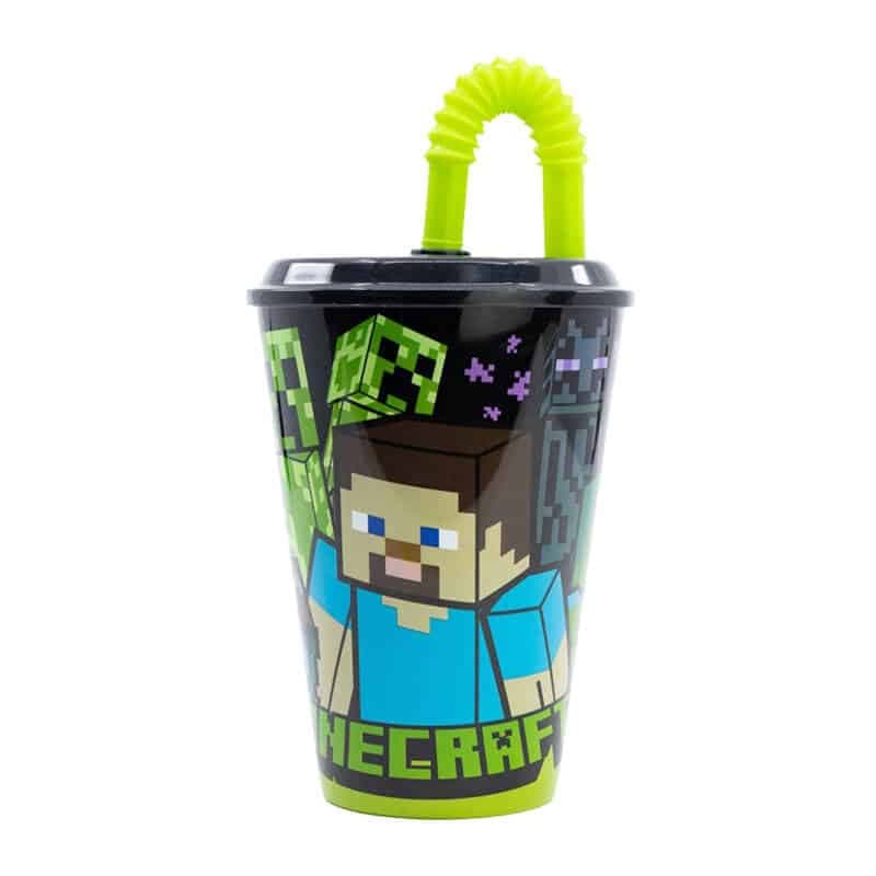 STOR Ποτήρι με Καλαμάκι 40430 Minecraft 430ml (Μαύρο)