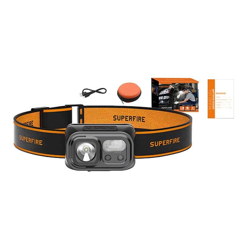 Superfire φακός κεφαλής HL23-S, 350lm, USB-C 2