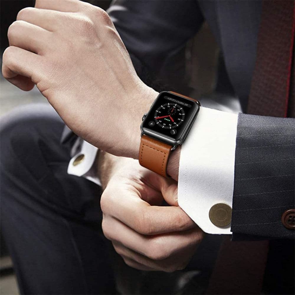 TECH-PROTECT Leatherfit - θήκη για Apple Watch 4 / 5 6 7 8 SE Ultra - Καφέ 4