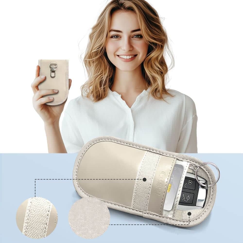 Tech-Protect KLR100 θήκη μπλοκαρίσματος σήματος RFID keyless Faraday καφέ latte 4