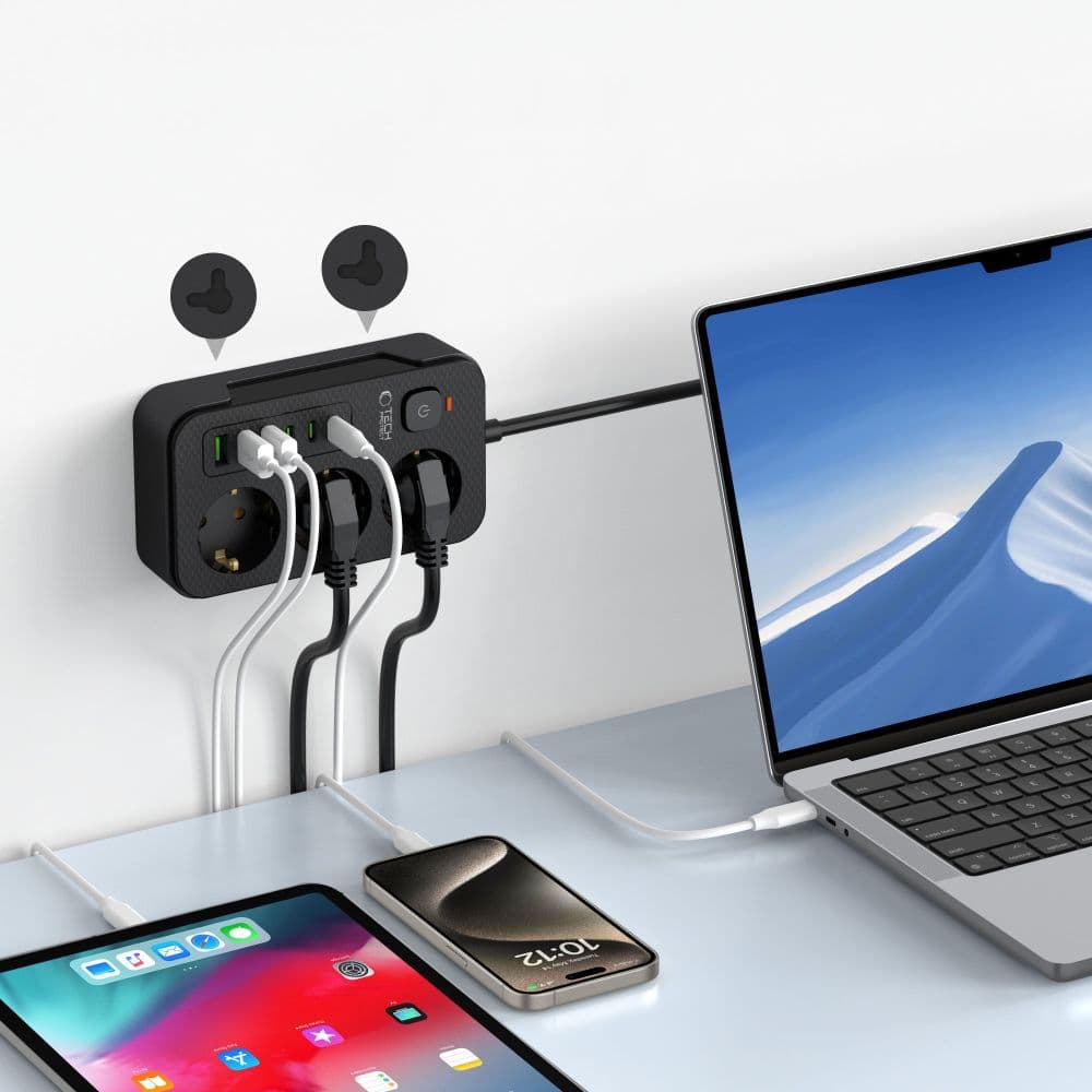 Tech-Protect πρίζα PC3X6 3 USB & 3 Type-C & 3 πρίζες 200CM μαύρη 5