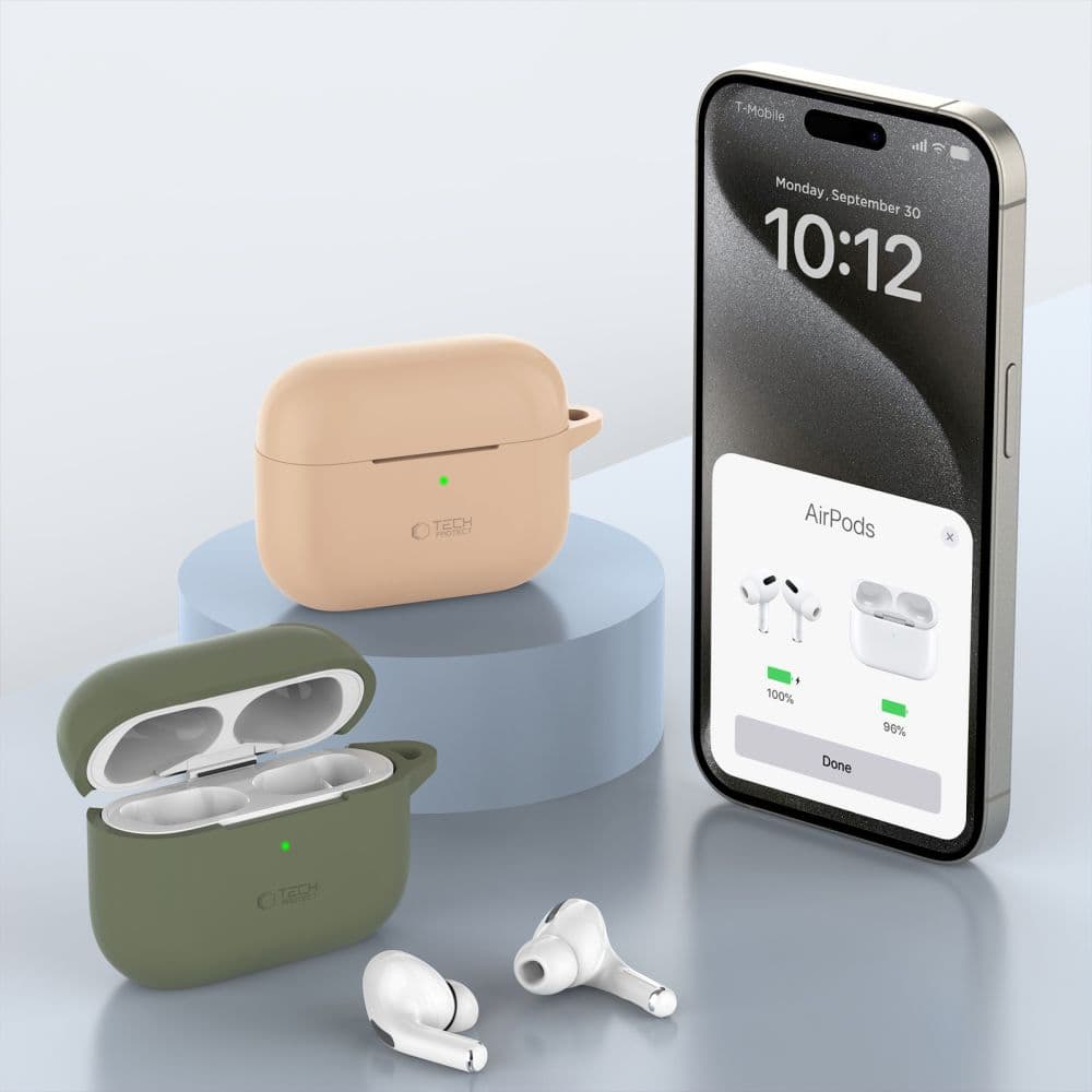 Tech-Protect σιλικόνη γάντζος Apple AirPods Pro 1 / 2 ελαιόλαδο πράσινο 4