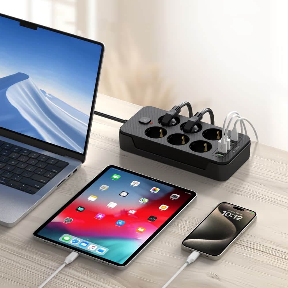 Tech-Protect πολύπριζο PC6X6 με 3 USB & 3 TYPE-C & 6 υποδοχές 200CM μαύρο 6