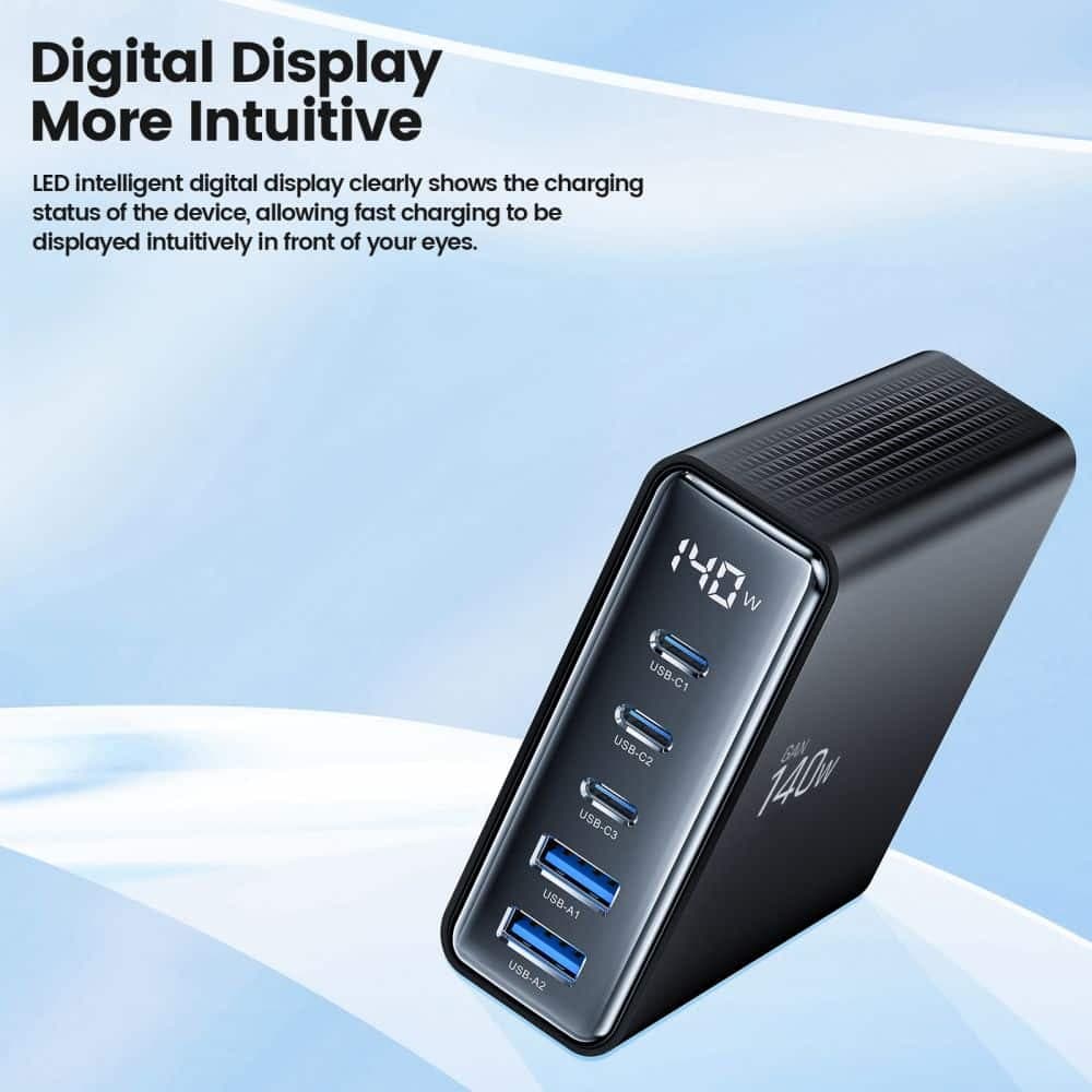 Tech-Protect φορτιστής επιτραπέζιος 5 θυρών DC140W-GAN PD140W/QC3.0 μαύρος 5