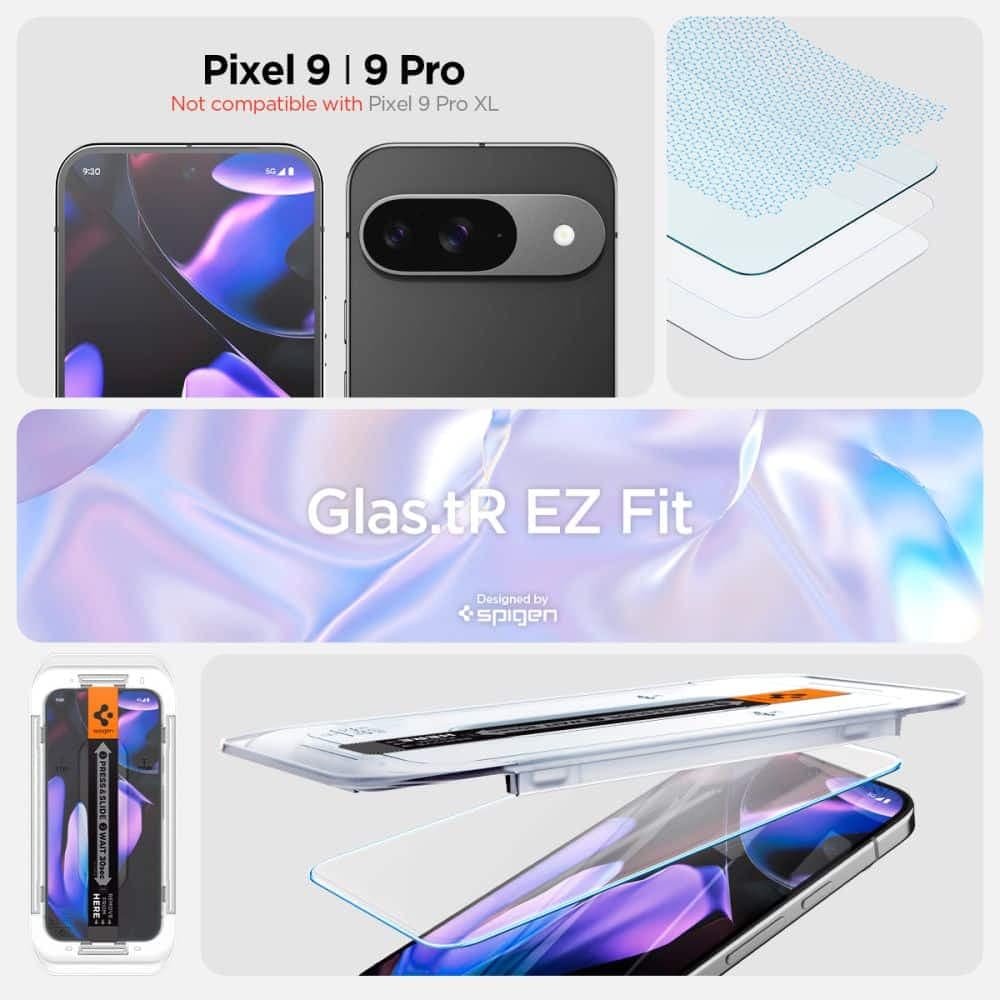 Spigen γυαλί προστασίας Glas.TR "EZ Fit" 2-pack για Google Pixel 9 / 9 Pro διαφανές 9