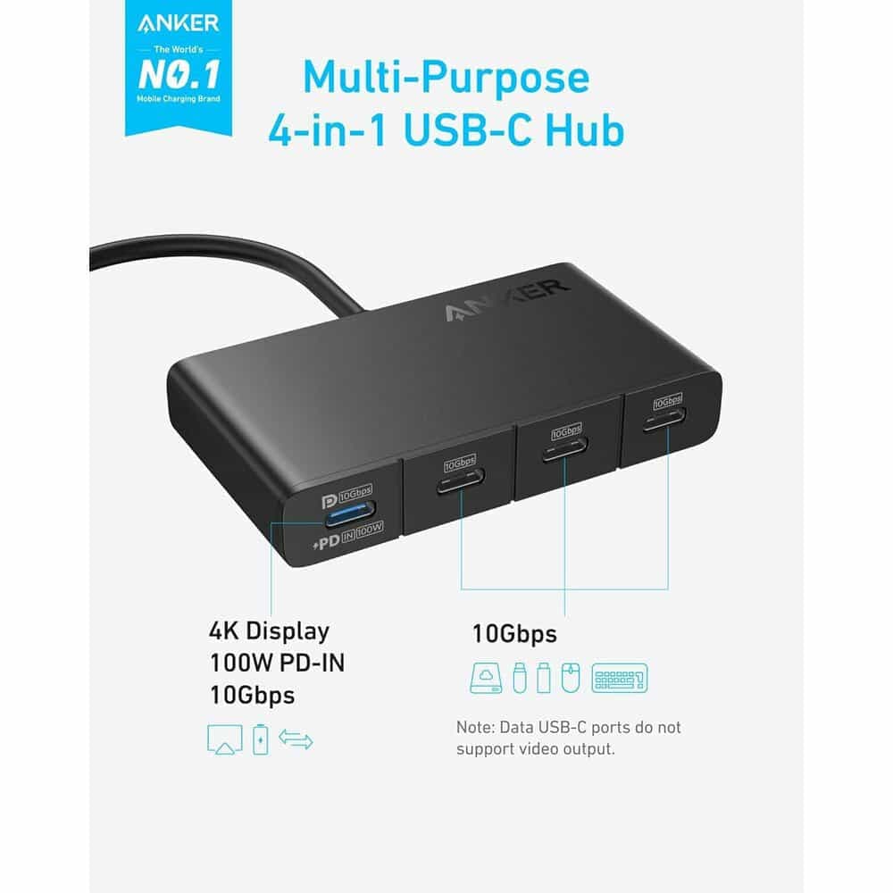 Anker Docking station, 10Gbps, 100W, 4x Type-C - Μαύρο 6