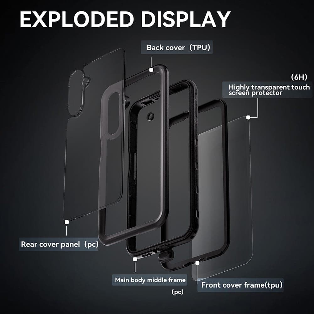 ShellBox θήκη για Samsung Galaxy A16 4G / A16 5G - αδιάβροχη IP68 - μαύρη 4