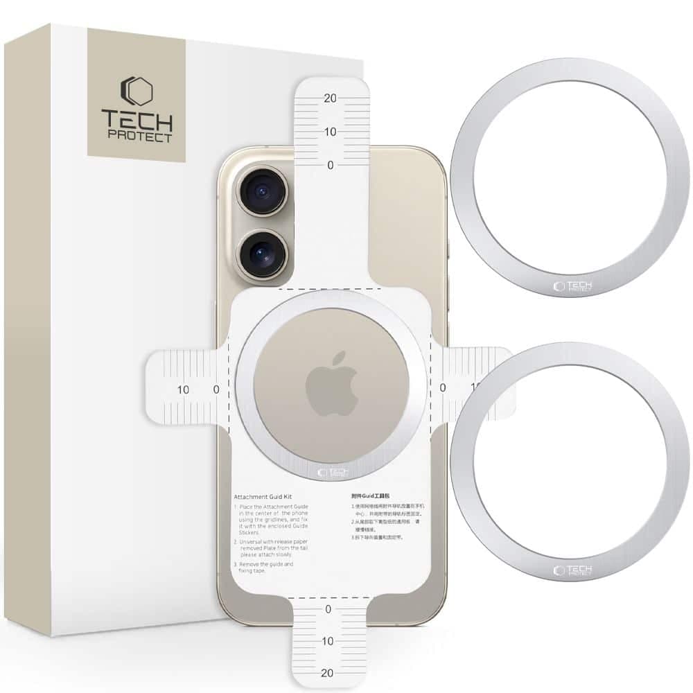 Tech-Protect MMP-110 2in1 μαγνητικός MagSafe δακτύλιος ασημί & ασημί