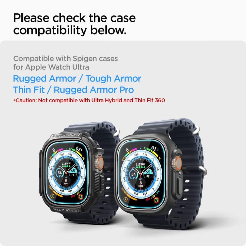 Spigen Θήκη για Apple Watch Ultra / Ultra 2 (σετ 2) - Glas.TR EZ FIT - Διαφανής 6