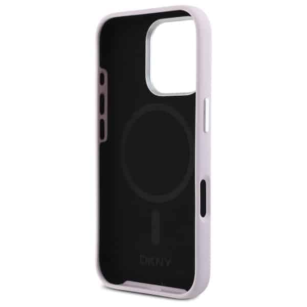 DKNY Liquid Silicone Small Metal Logo MagSafe - θήκη για Apple iPhone 16 Pro Max - Ροζ 7