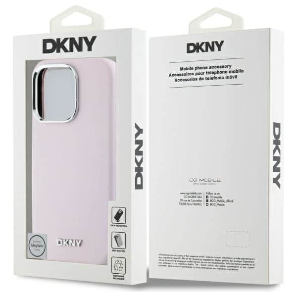 DKNY Liquid Silicone Small Metal Logo MagSafe - θήκη για Apple iPhone 16 Pro Max - Ροζ 8