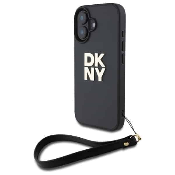 DKNY Wrist Strap Stock Logo - θήκη για Apple iPhone 16 - Μαύρο