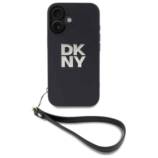 DKNY Wrist Strap Stock Logo - θήκη για Apple iPhone 16 - Μαύρο 2