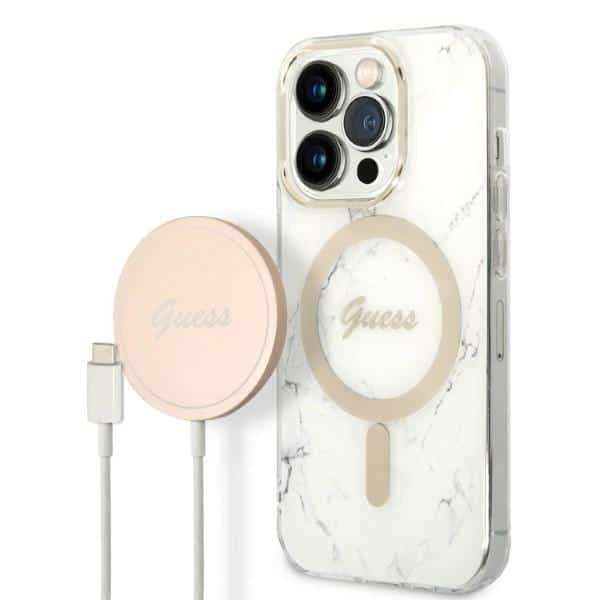 Guess Marble Collection - θήκη για Apple iPhone 14 Pro - Λευκό