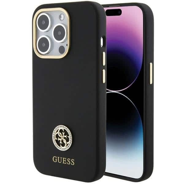 Guess Silicone Logo Strass - θήκη για Apple iPhone 15 Pro - Μαύρο