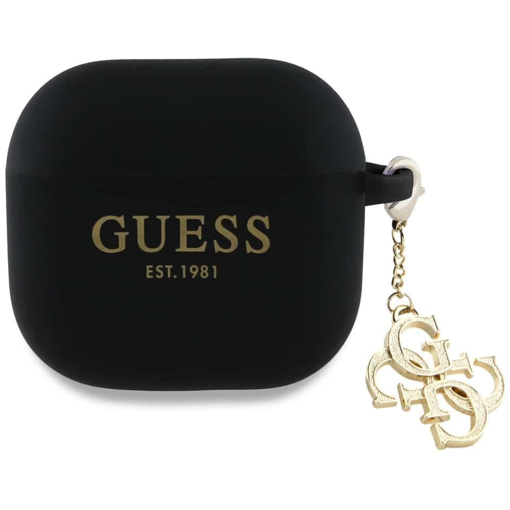 Guess GUA4LECG4K θήκη AirPods 4 μαύρη/black Silicone 4G Charm