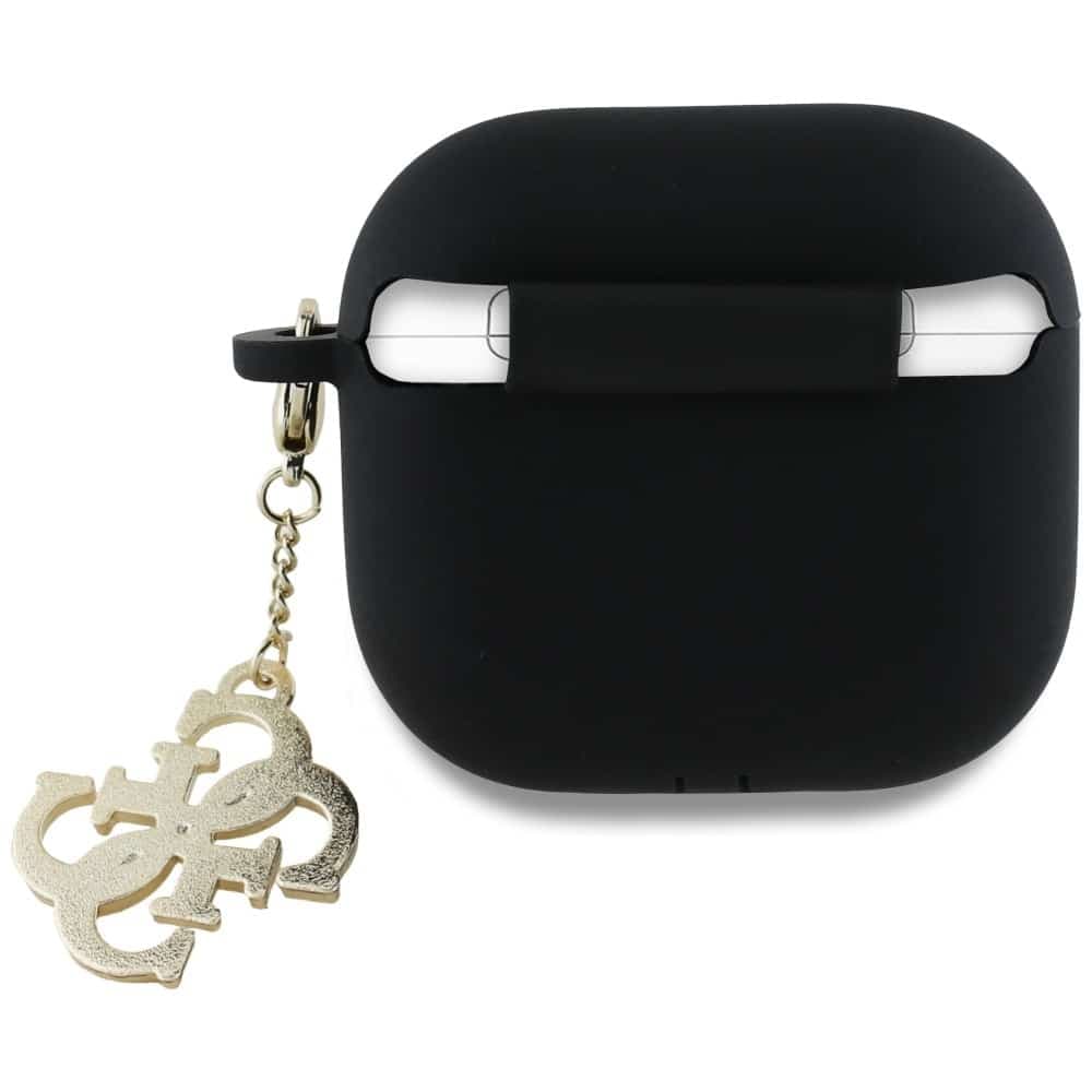 Guess GUA4LECG4K θήκη AirPods 4 μαύρη/black Silicone 4G Charm 2
