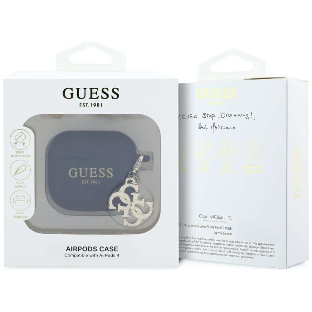 Guess GUA4LECG4K θήκη AirPods 4 μαύρη/black Silicone 4G Charm 3