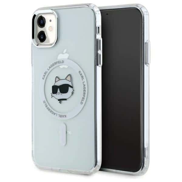 Karl Lagerfeld IML Metal Karl&Choupette Head MagSafe - θήκη για Apple iPhone 11 / XR - Λευκό