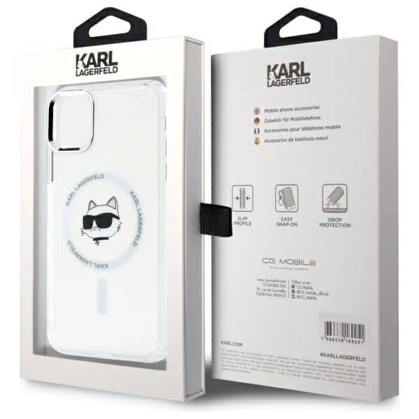 Karl Lagerfeld IML Metal Karl&Choupette Head MagSafe - θήκη για Apple iPhone 11 / XR - Λευκό 8