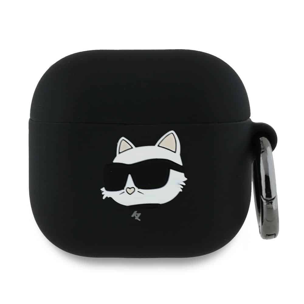 Karl Lagerfeld KLA4RUNCHK AirPods 4 θήκη σιλικόνης Choupette 3D μαύρη/black