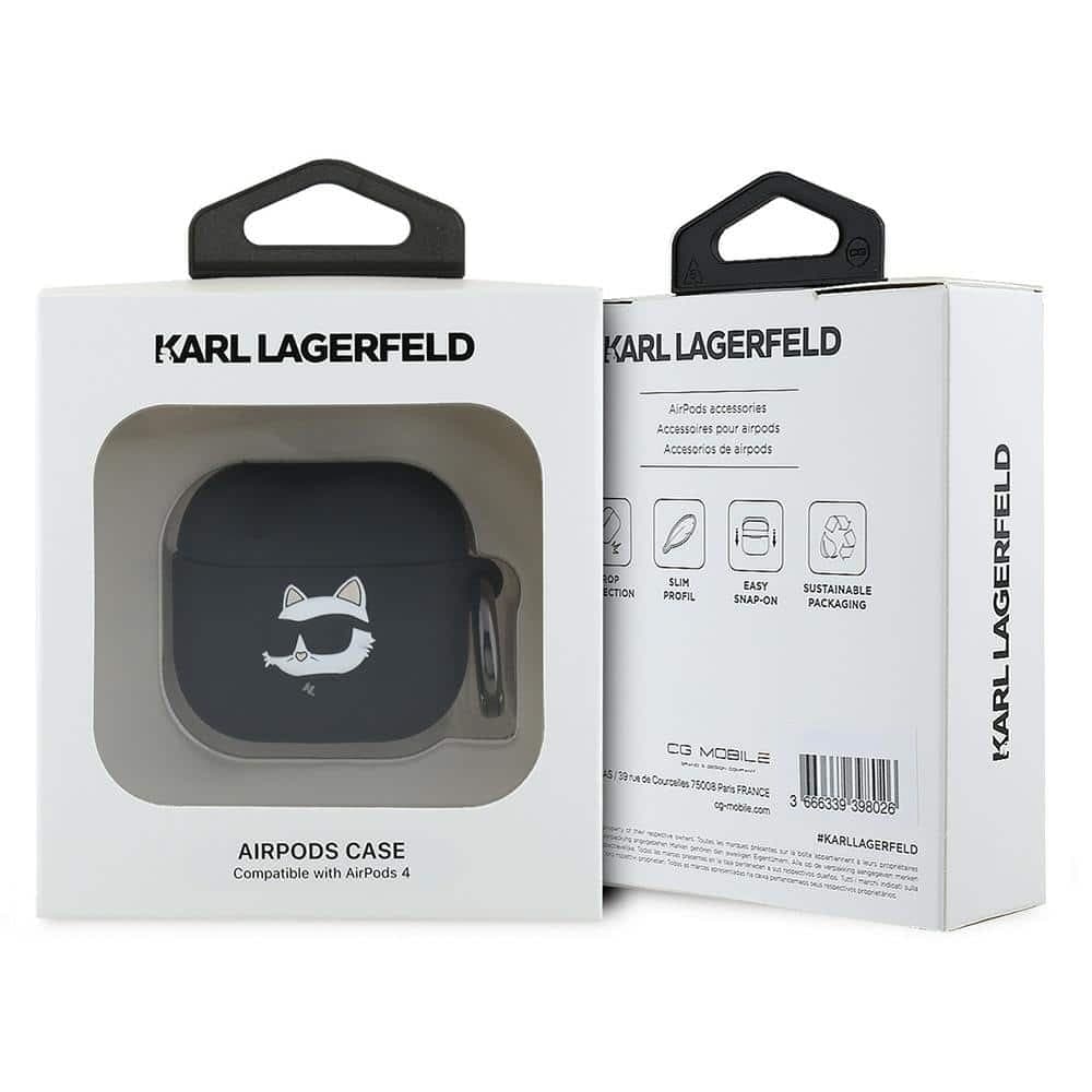 Karl Lagerfeld KLA4RUNCHK AirPods 4 θήκη σιλικόνης Choupette 3D μαύρη/black 3