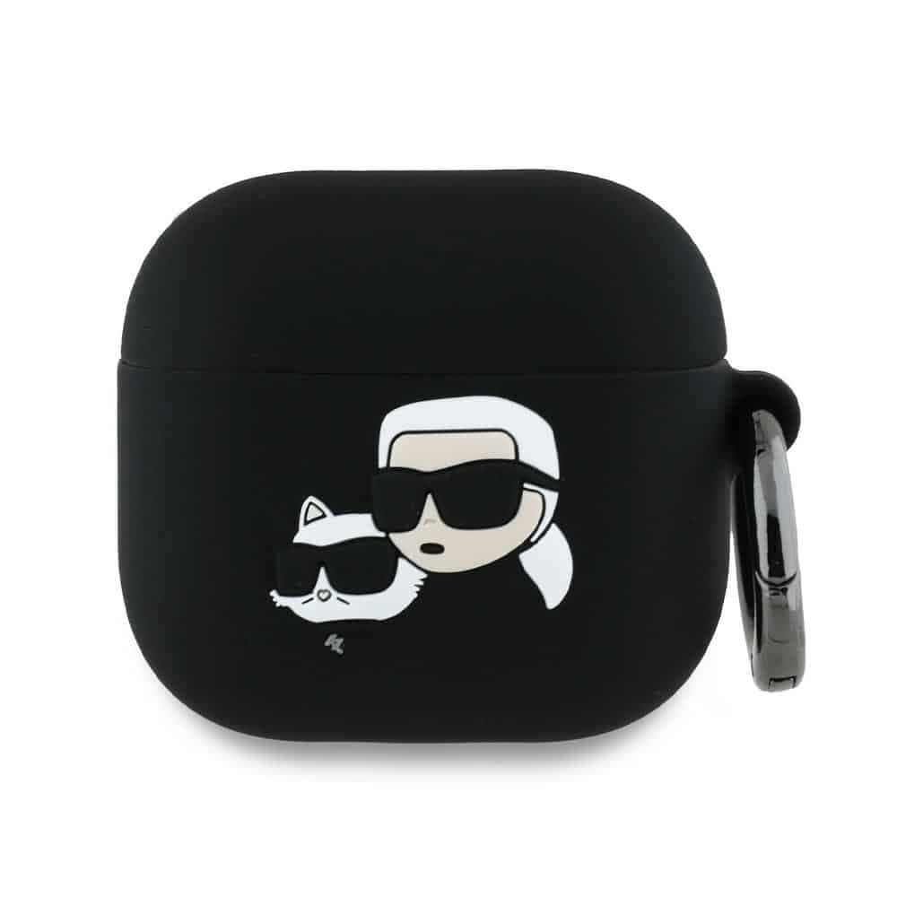 Karl Lagerfeld KLA4RUNKCHK AirPods 4 θήκη σιλικόνης Karl&Chaupette 3D μαύρη/black