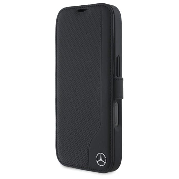 Mercedes Bookcase Leather Wood Imitation - θήκη για Apple iPhone 16 - Μαύρο 2