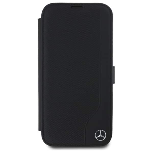 Mercedes Bookcase Leather Wood Imitation - θήκη για Apple iPhone 16 - Μαύρο 3