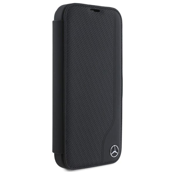 Mercedes Bookcase Leather Wood Imitation - θήκη για Apple iPhone 16 - Μαύρο 4
