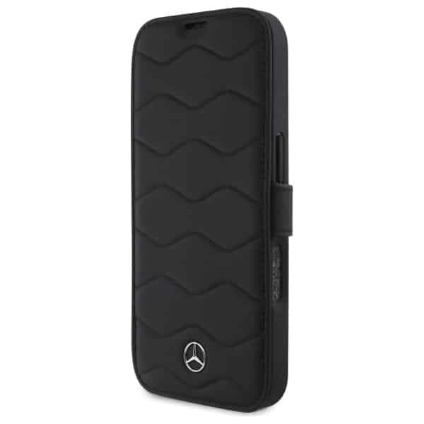 Mercedes Bookcase MB Waves Leather - θήκη για Apple iPhone 16 Pro Max - Μαύρο 6