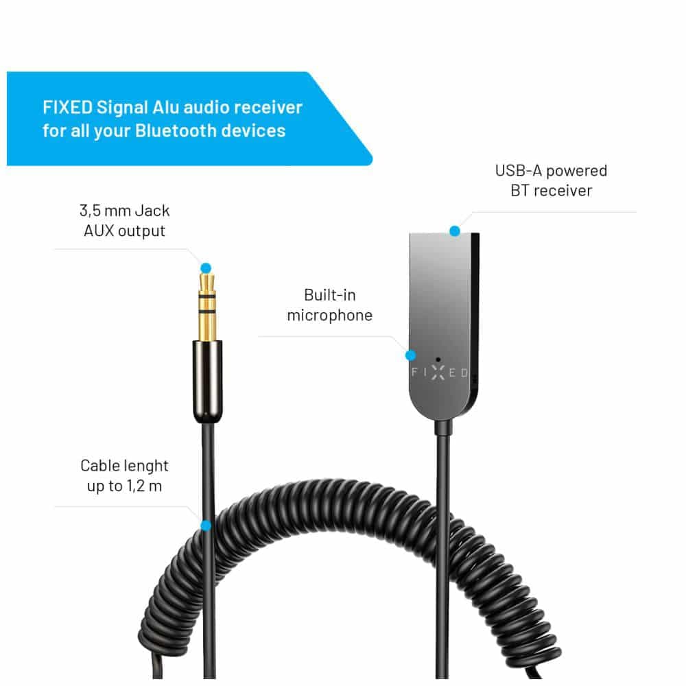 Fixed - Ασύρματος δέκτης ήχου (FIXSIG-AL-GR) - Bluetooth V5.3, με μικρόφωνο, HD ποιότητα ήχου - Γκρι 6