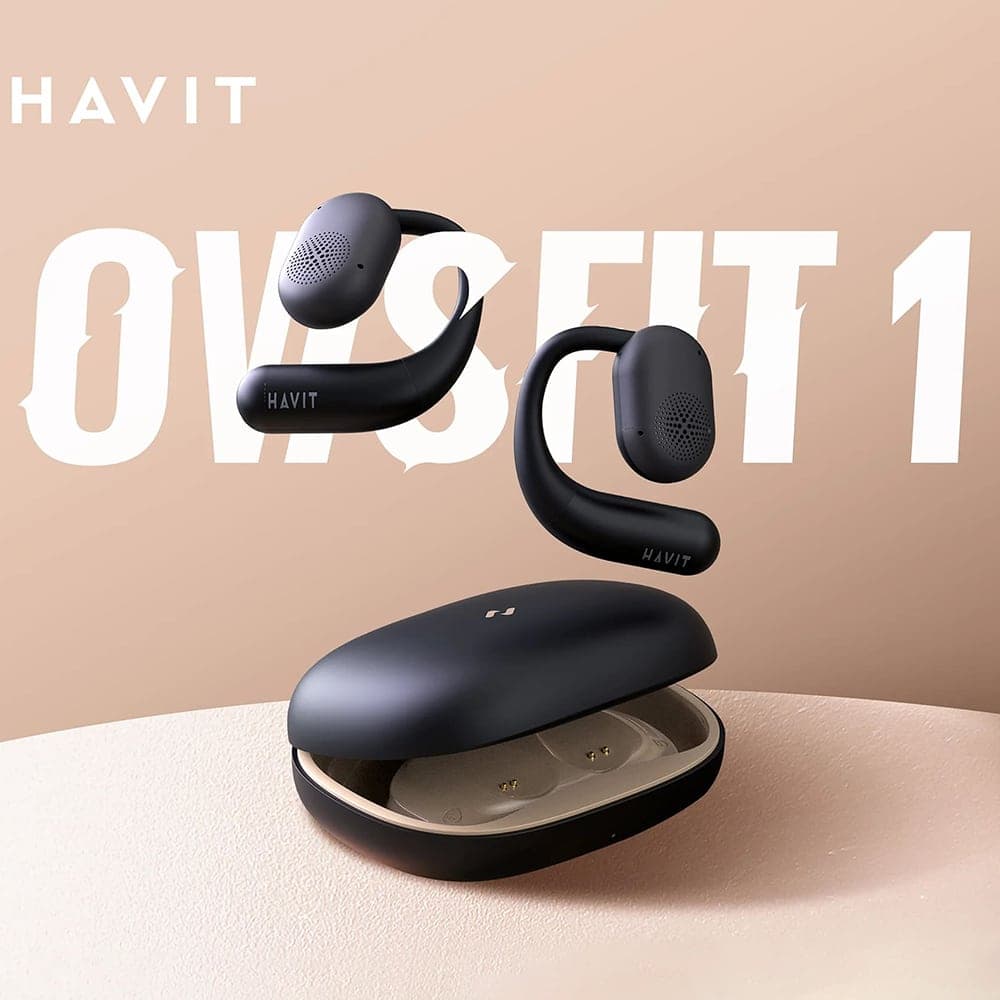 Havit - Ασύρματα ακουστικά (OWS914) - με μικρόφωνο, Bluetooth 5.3, αληθινό ασύρματο στερεοφωνικό, ENC, USB-C, 500mAh - μπεζ 2