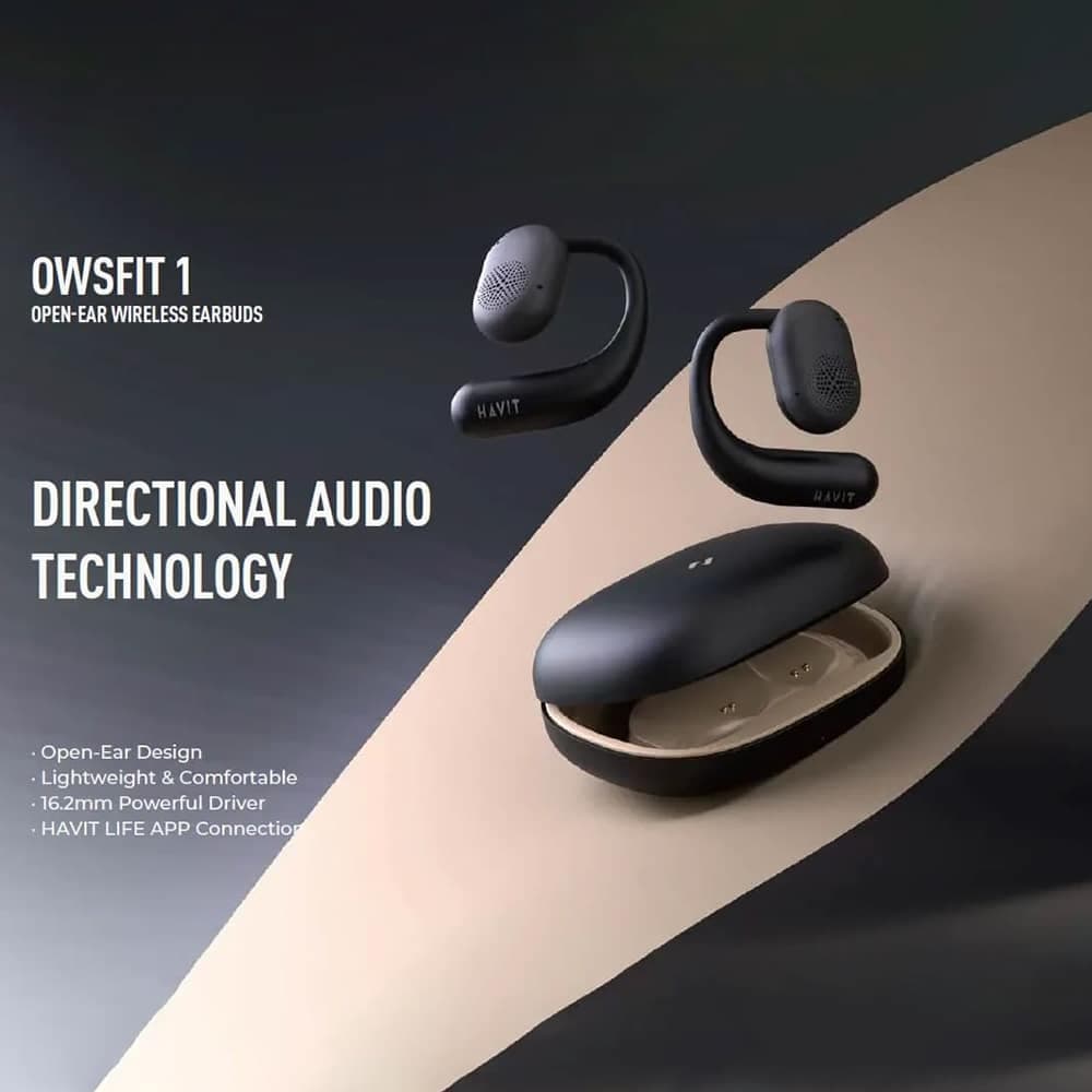 Havit - Ασύρματα ακουστικά (OWS914) - με μικρόφωνο, Bluetooth 5.3, αληθινό ασύρματο στερεοφωνικό, ENC, USB-C, 500mAh - μπεζ 3