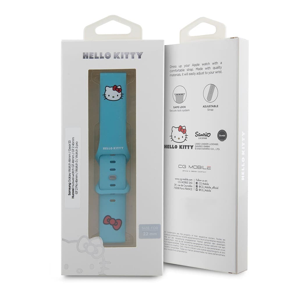 Hello Kitty - Λουράκι σιλικόνης κεφαλής Kitty (HKUWLSCHBLB) - Samsung Watch (46mm)/Watch 3, Huawei Watch GT 2/GT 3 (46mm) - Μπλε 4