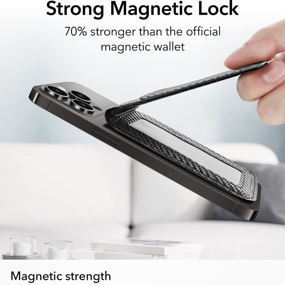 ESR - Βάση γραφείου MagSafe HaloLock - Θήκη πορτοφολιού από vegan δέρμα - Ίνες άνθρακα 3
