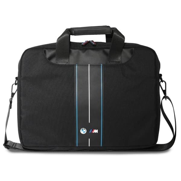 BMW τσάντα BMCB15COMPVSKL 16" μαύρη/black νάιλον μπλε ρίγα