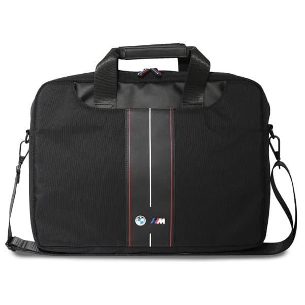 BMW τσάντα BMCB15COMPVSKR 16" μαύρη/black νάιλον κόκκινη ρίγα