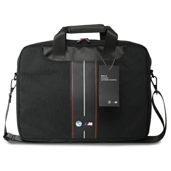 BMW τσάντα BMCB15COMPVSKR 16" μαύρη/black νάιλον κόκκινη ρίγα 4