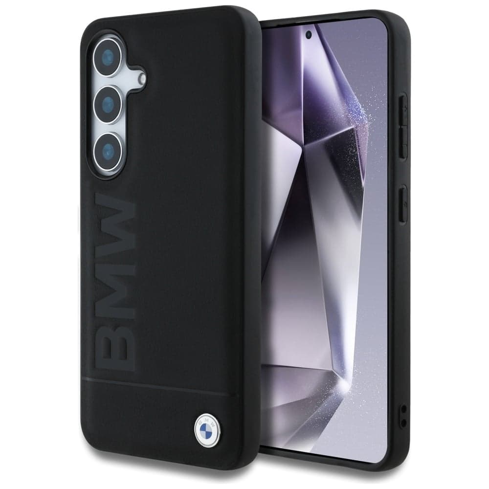 BMW Leather Big Wordmark - θήκη για Samsung Galaxy S25+ - Μαύρο