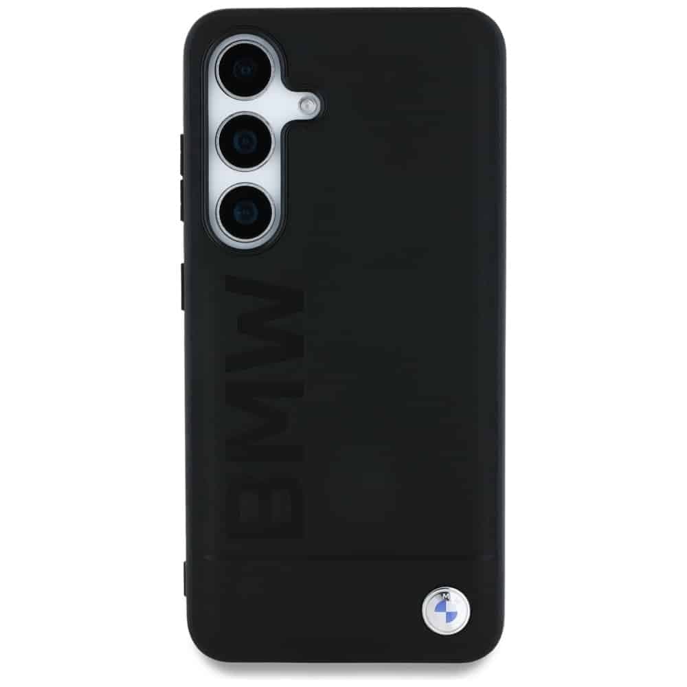 BMW Leather Big Wordmark - θήκη για Samsung Galaxy S25+ - Μαύρο 3