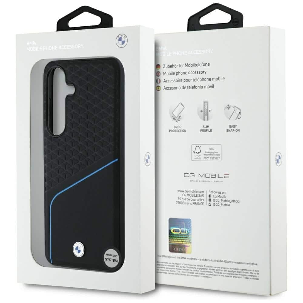 BMW Leather Textured and Smooth MagSafe - θήκη για Samsung Galaxy S25 - Μαύρο 8