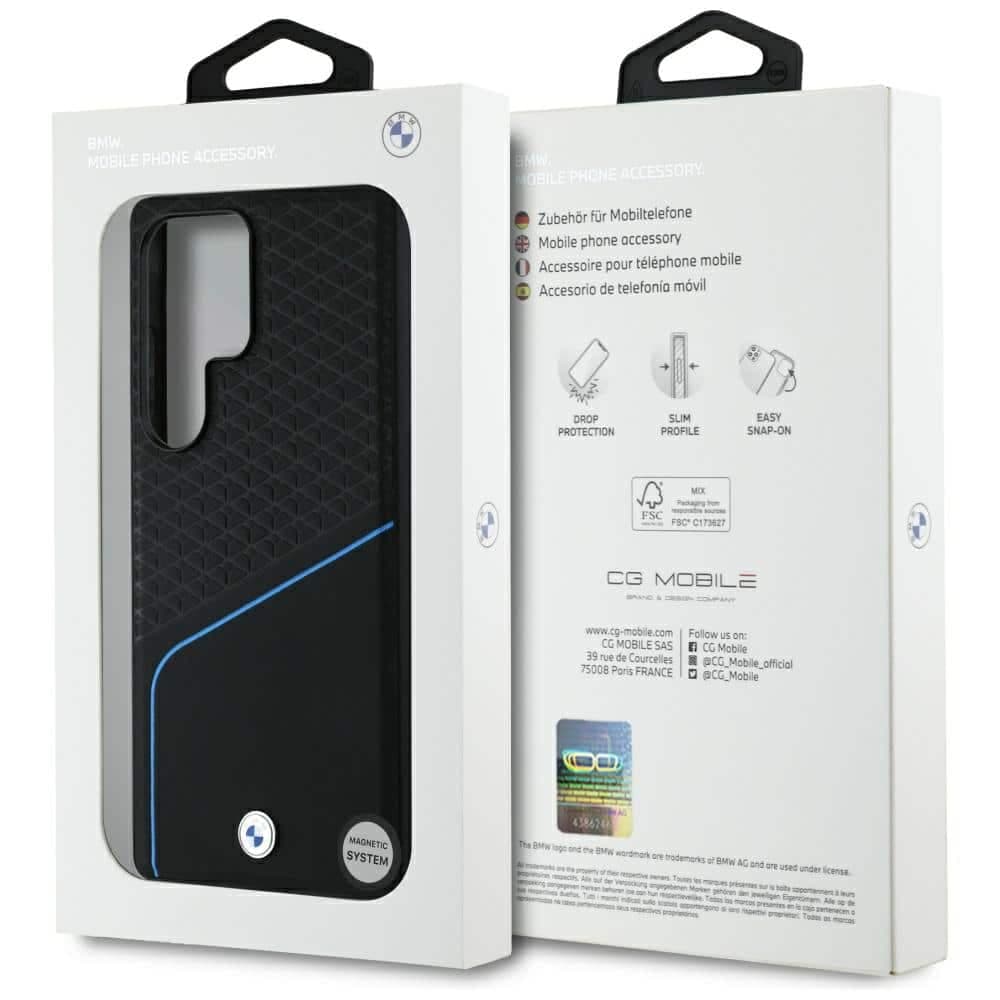BMW Leather Textured and Smooth MagSafe - θήκη για Samsung Galaxy S25 Ultra - Μαύρο 8