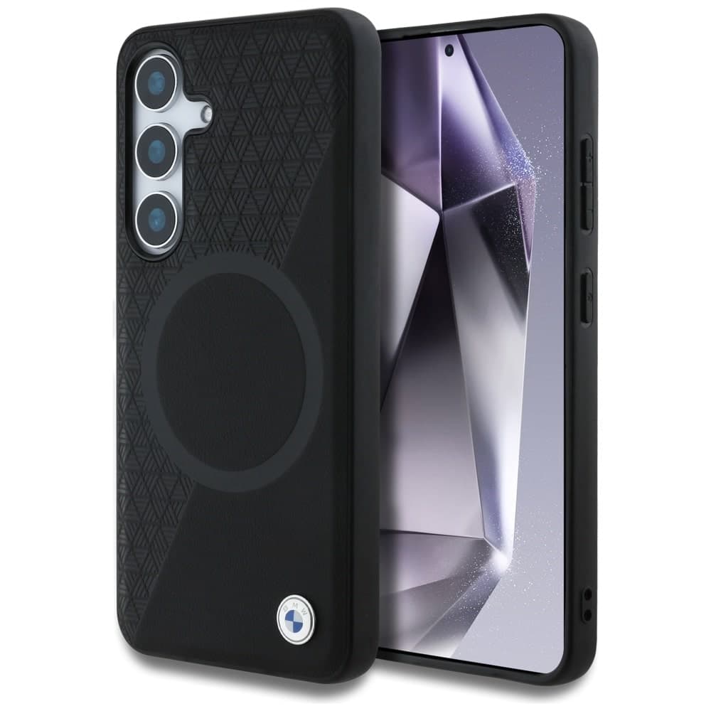 BMW Leather Half Textured MagSafe - θήκη για Samsung Galaxy S25 - Μαύρο