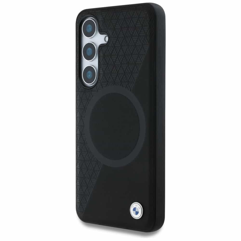 BMW Leather Half Textured MagSafe - θήκη για Samsung Galaxy S25 - Μαύρο 2