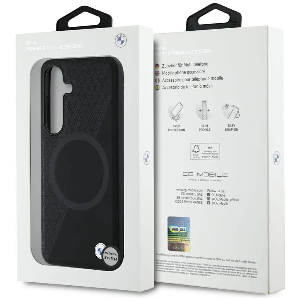 BMW Leather Half Textured MagSafe - θήκη για Samsung Galaxy S25 - Μαύρο 8