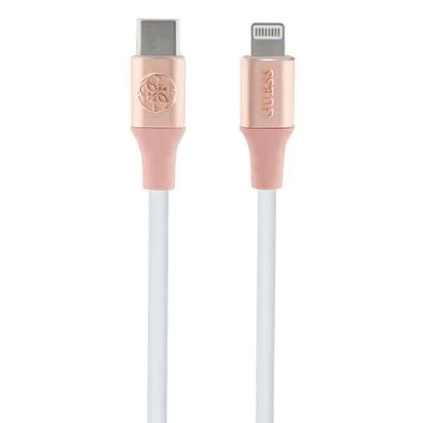 Guess GUCLLALRGDP kabel USB-C - Lightning 1.5m Fast Charging ροζ/pink Ebossed Logo