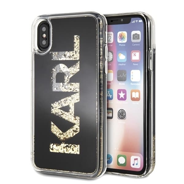 Karl Lagerfeld Karl logo Glitter - Apple iPhone XS - Μαύρο