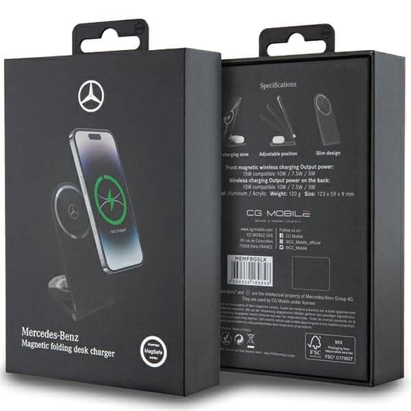 Silver Star Mercedes αναδιπλούμενη ασύρματη φόρτιση 2 σε 1 MEMFBGSLK 15W μαύρο 5