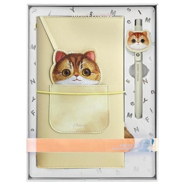 Big Eyed Pet Σετ 2 σε 1 σημειωματάριο + στυλό καφέ